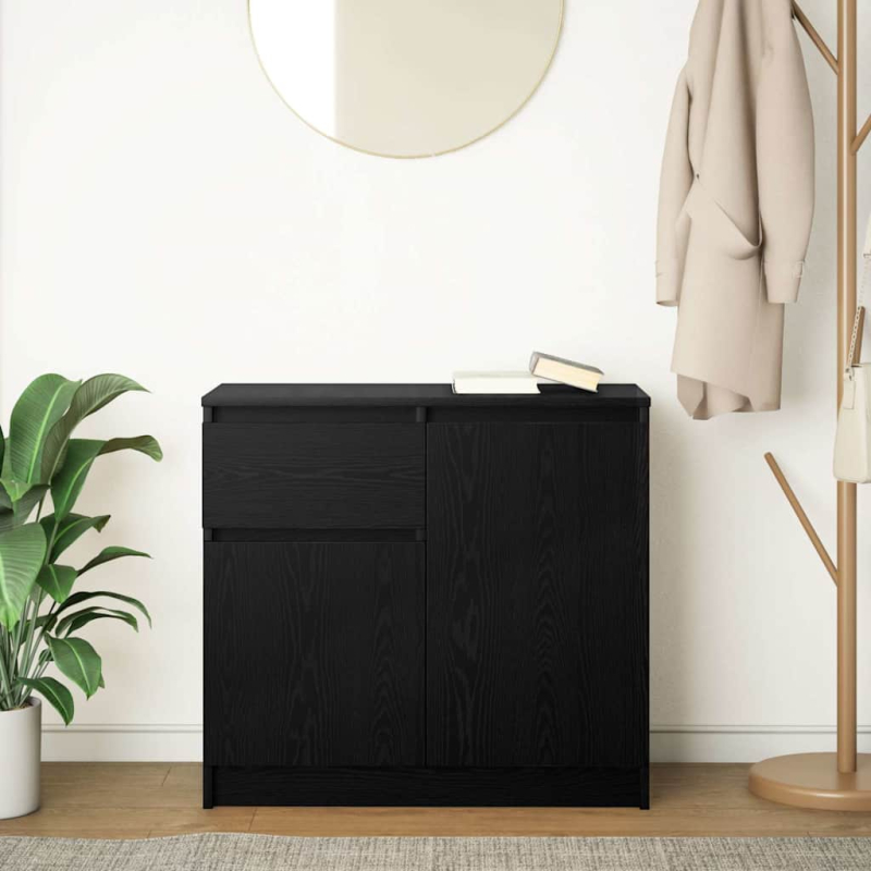 Sideboard mit Schublade Schwarz Eichen-Optik 71x35x65 cm