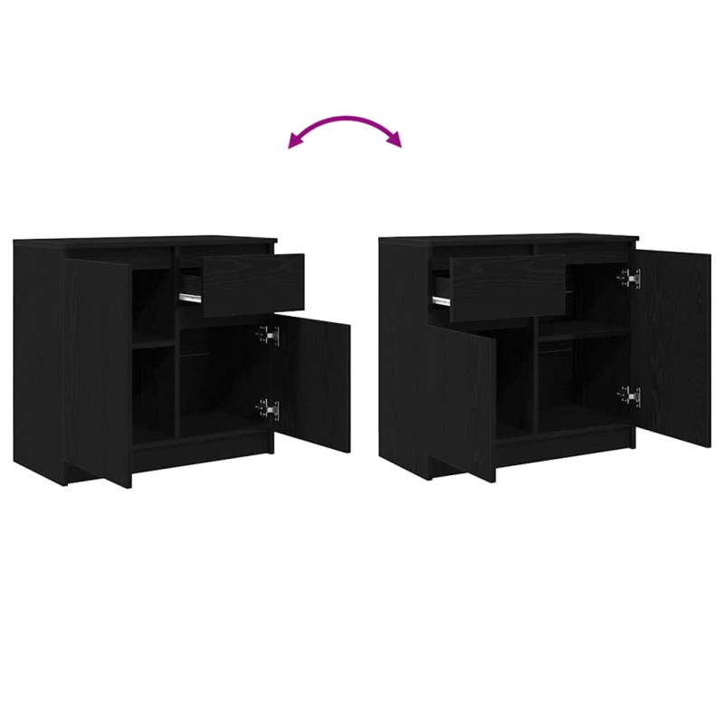 Sideboard mit Schublade Schwarz Eichen-Optik 71x35x65 cm