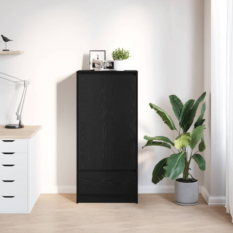 Schrank mit Schublade Schwarz Eichen-Optik 55,5x34x119,5 cm
