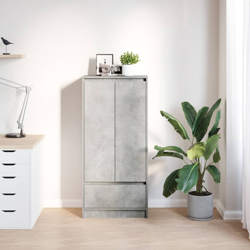 Schrank mit Schublade Betongrau 55,5x34x119,5 cm Holzwerkstoff