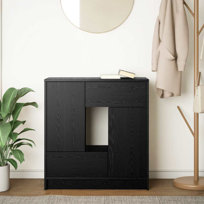 Sideboard mit Schubladen und Türen Schwarz Eichen-Optik