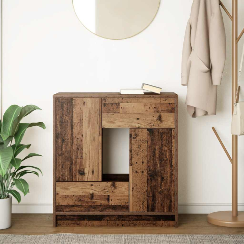 Sideboard mit Schubladen und Türen Altholz-Optik 70,5x34x74,5cm