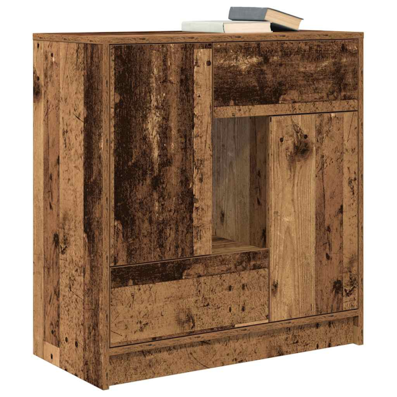Sideboard mit Schubladen und Türen Altholz-Optik 70,5x34x74,5cm