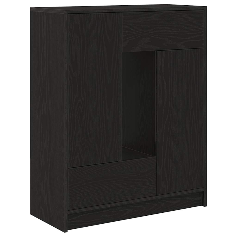 Sideboard mit Schubladen Türen Schwarz Eichen-Optik 73x31x90 cm