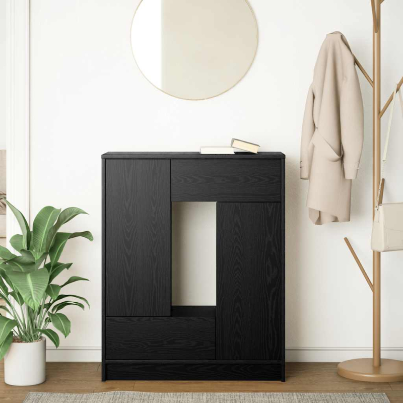 Sideboard mit Schubladen Türen Schwarz Eichen-Optik 73x31x90 cm