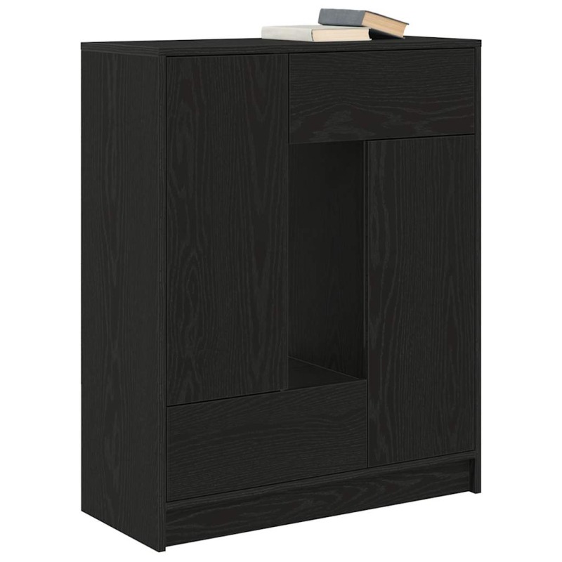 Sideboard mit Schubladen Türen Schwarz Eichen-Optik 73x31x90 cm