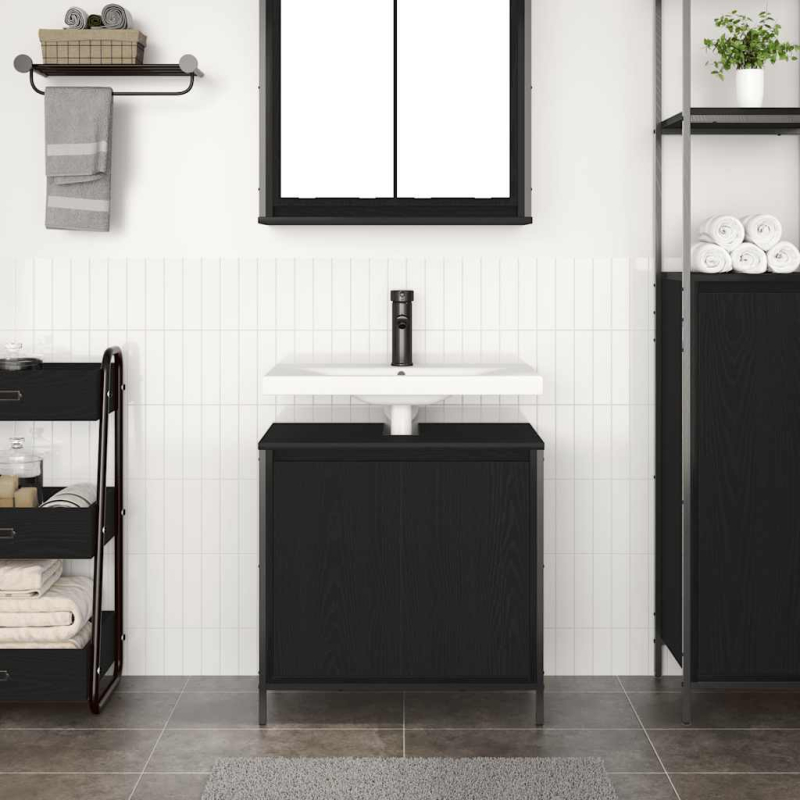 Waschbeckenunterschrank Schwarz 60x34,5x60 cm