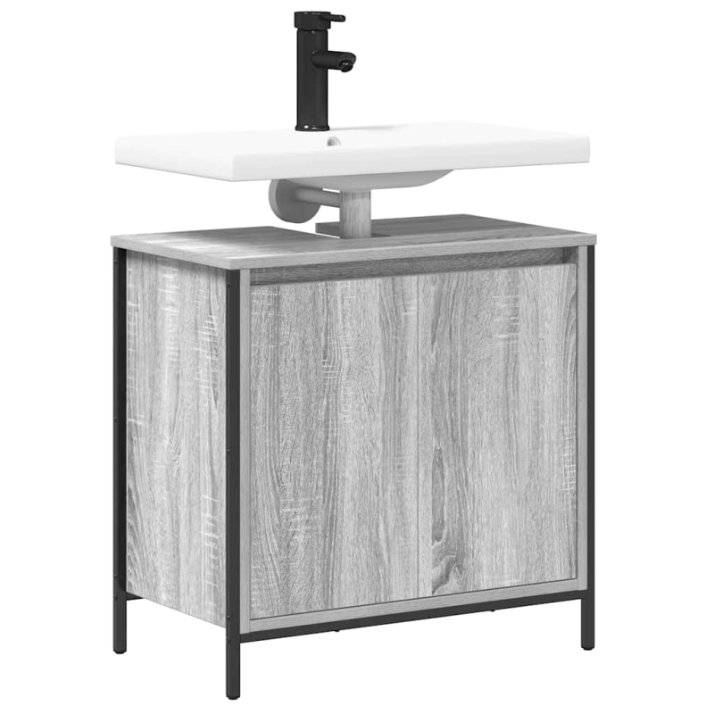 Waschbeckenunterschrank Grau Sonoma 60x34,5x60 cm