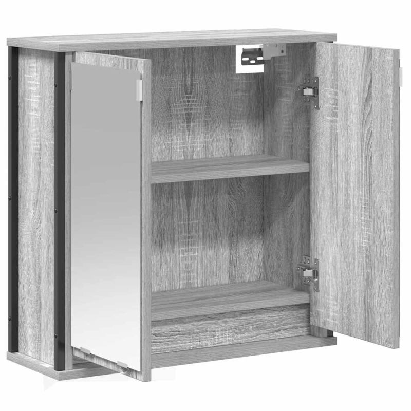 Bad-Wandschrank mit Spiegel Grau Sonoma 60x21x60 cm