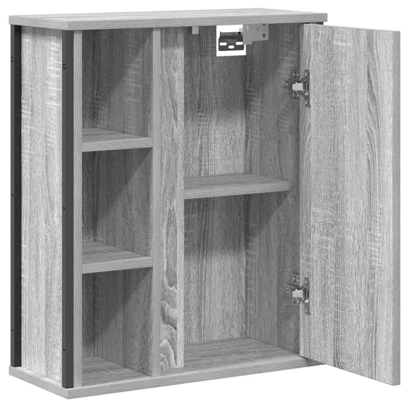 Bad-Wandschrank mit Spiegel Grau Sonoma 50x21x60 cm