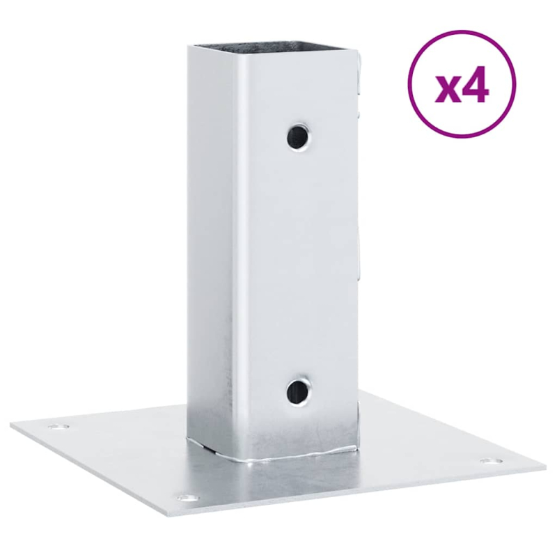 Pfostenträger Quadratisch 4Stk. Silber 46x46mm Verzinkter Stahl
