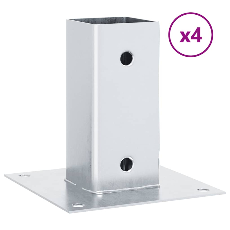 Pfostenträger Quadratisch 4Stk. Silber 61x61mm Verzinkter Stahl