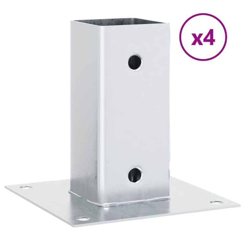 Pfostenträger Quadratisch 4Stk. Silber 71x71mm Verzinkter Stahl