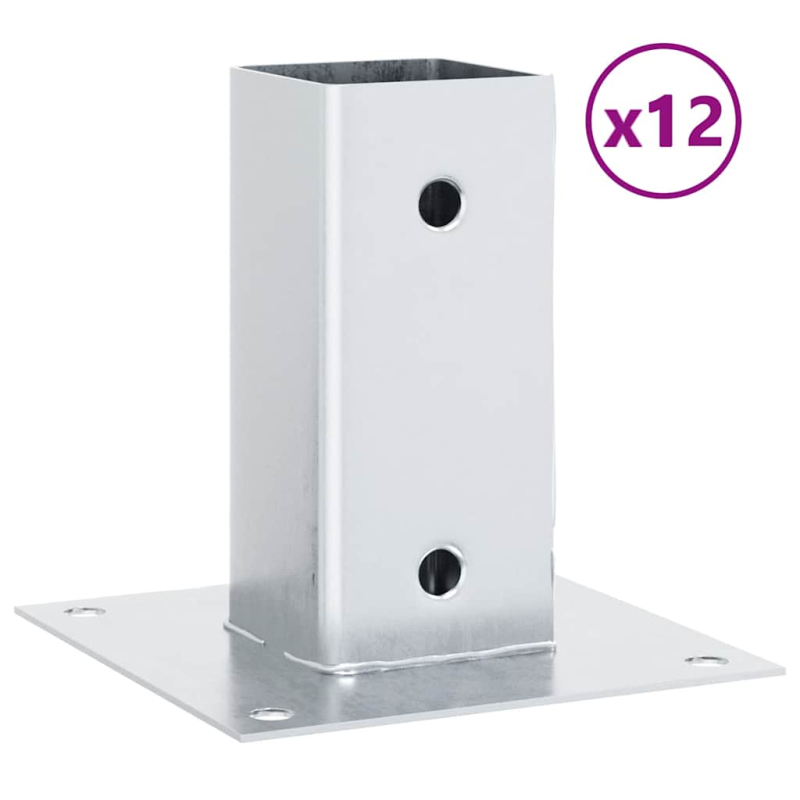 Pfostenträger Quadratisch 12 Stk. Silber 71x71mm Stahl Verzinkt