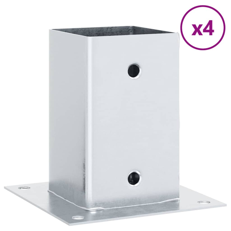 Pfostenträger Quadratisch 4Stk. Silber 91x91mm Verzinkter Stahl