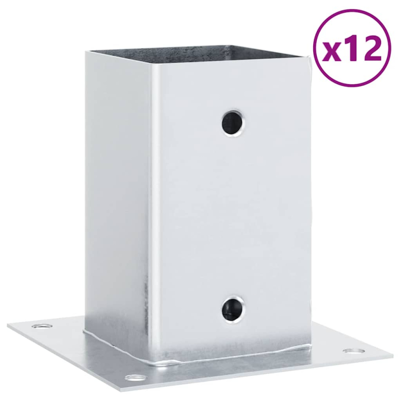 Pfostenträger Quadratisch 12 Stk. Silber 91x91mm Stahl Verzinkt