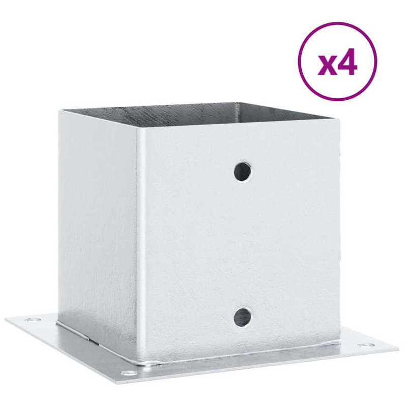 Pfostenträger Quadratisch 4Stk. Silber 141x141mm Stahl Verzinkt