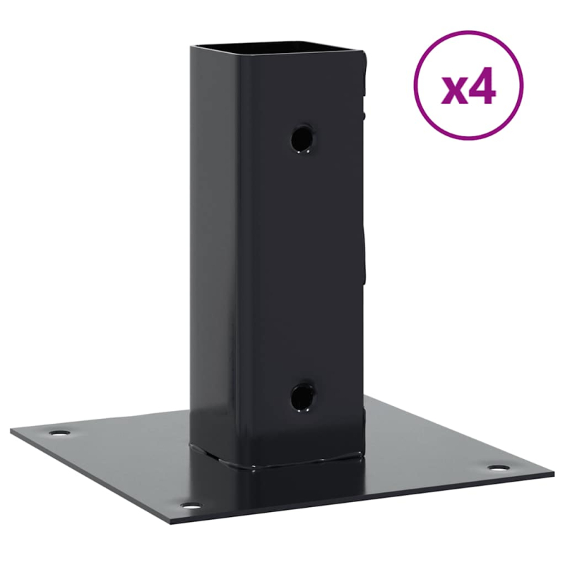 Pfostenträger Quadrat 4 Stk. 46x46mm Pulverbeschichteter Stahl