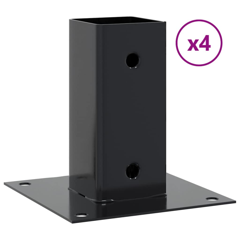 Pfostenträger Quadrat 4 Stk. 61x61 mm Pulverbeschichteter Stahl