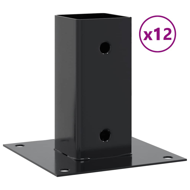 Pfostenträger Quadrat 12 Stk. 71x71mm Pulverbeschichteter Stahl