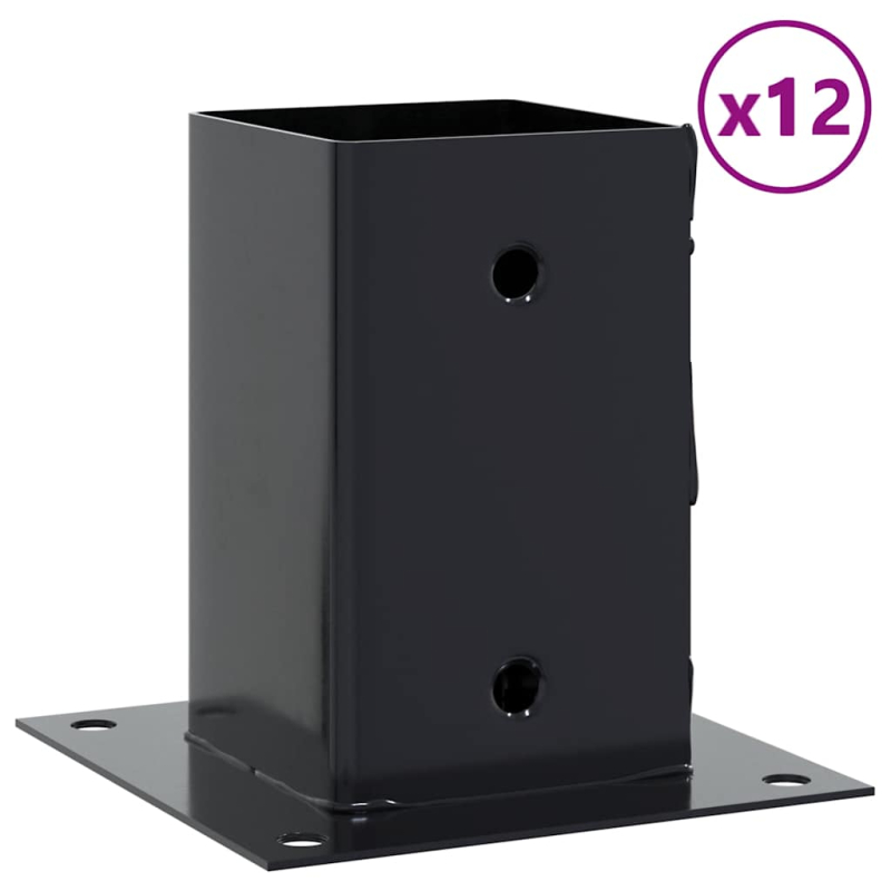 Pfostenträger Quadrat 12 Stk. 81x81mm Pulverbeschichteter Stahl