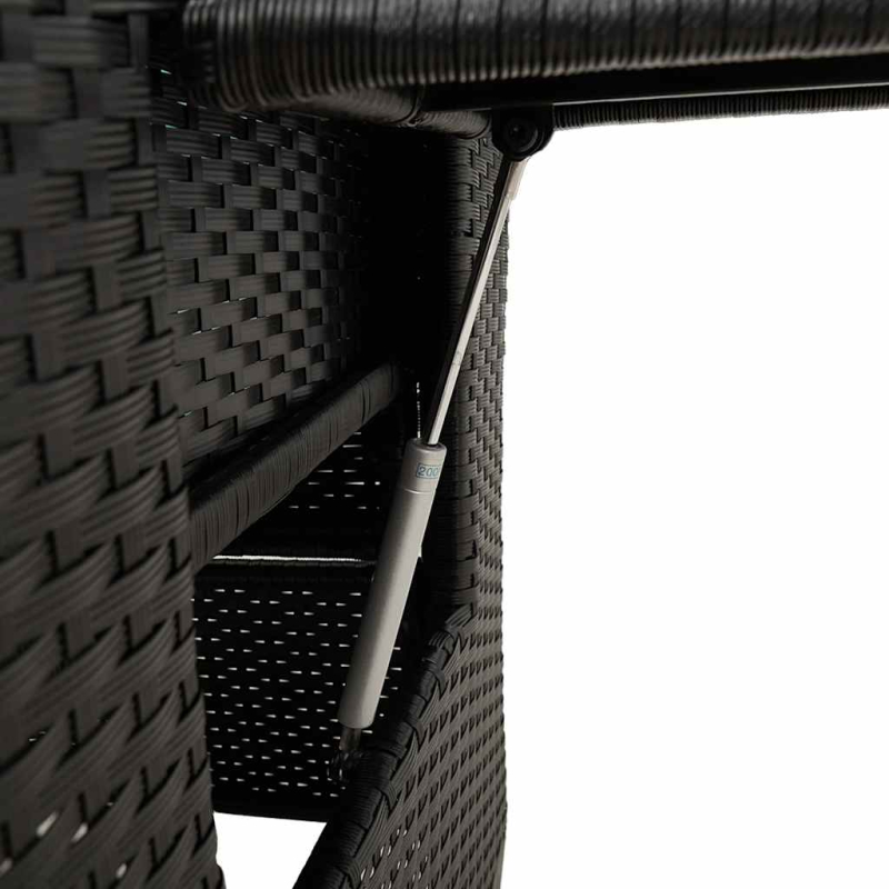 Gartensessel mit Beistelltisch Verstellbar Schwarz Poly Rattan