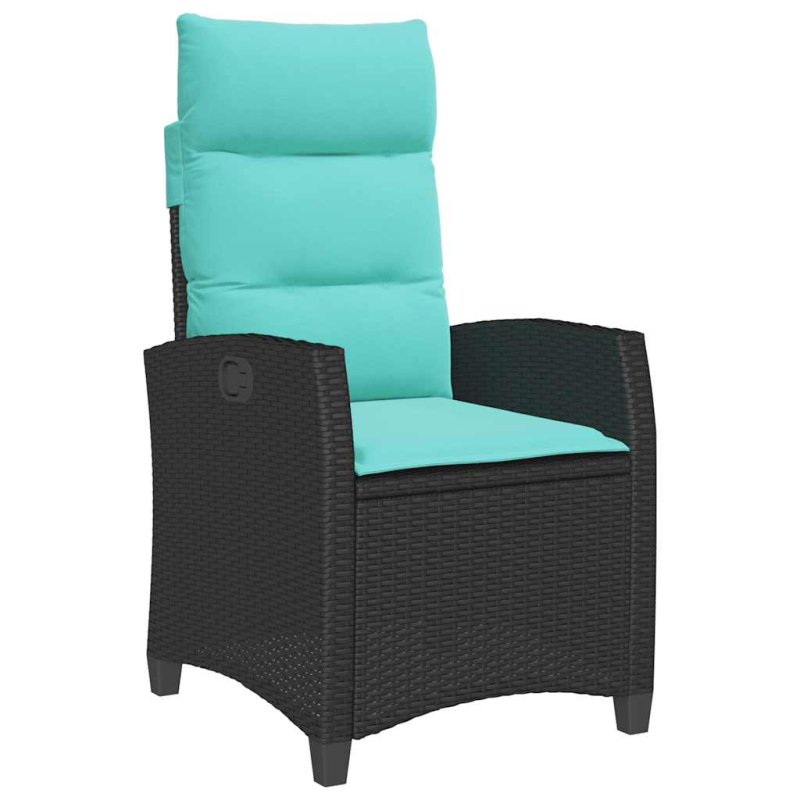 Gartensessel mit Beistelltisch Verstellbar Schwarz Poly Rattan