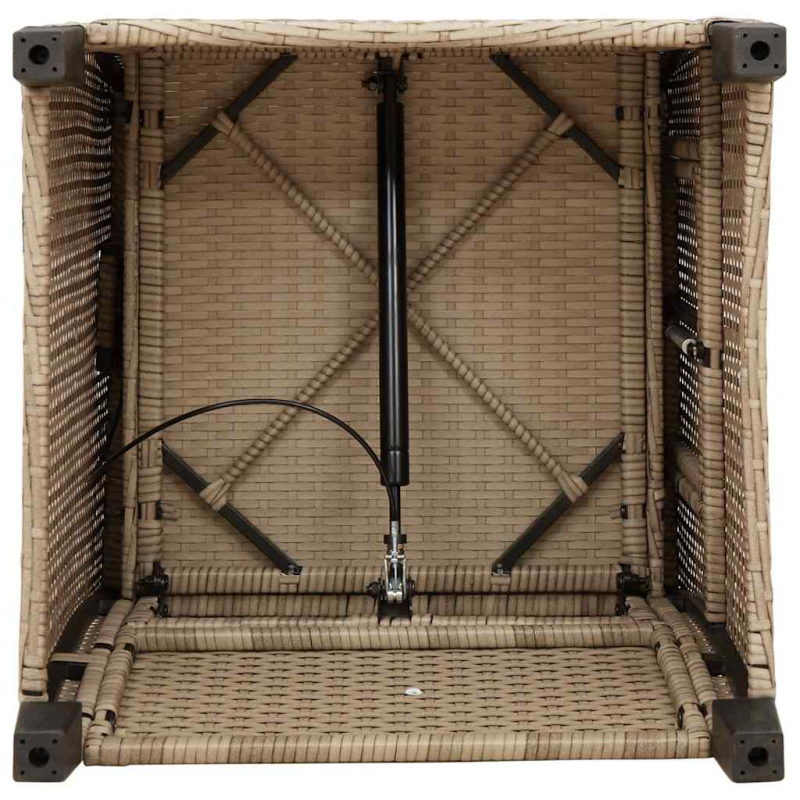 Gartensessel mit Beistelltisch Verstellbar Beige Poly Rattan