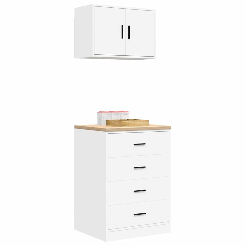 Garagenschränke 2 Stk. Weiß Holzwerkstoff