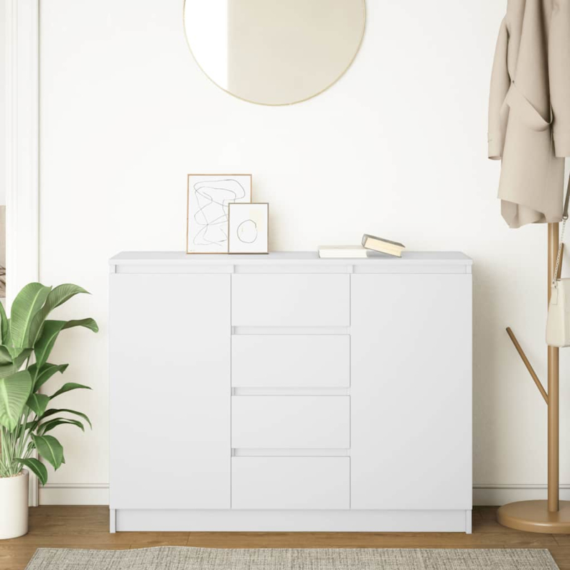 Sideboard mit Schubladen Weiß 100,5x35x76 cm Holzwerkstoff