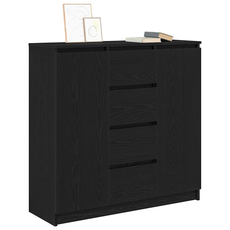 Sideboard mit Schubladen Schwarz Eichen-Optik 100,5x35x98,5 cm