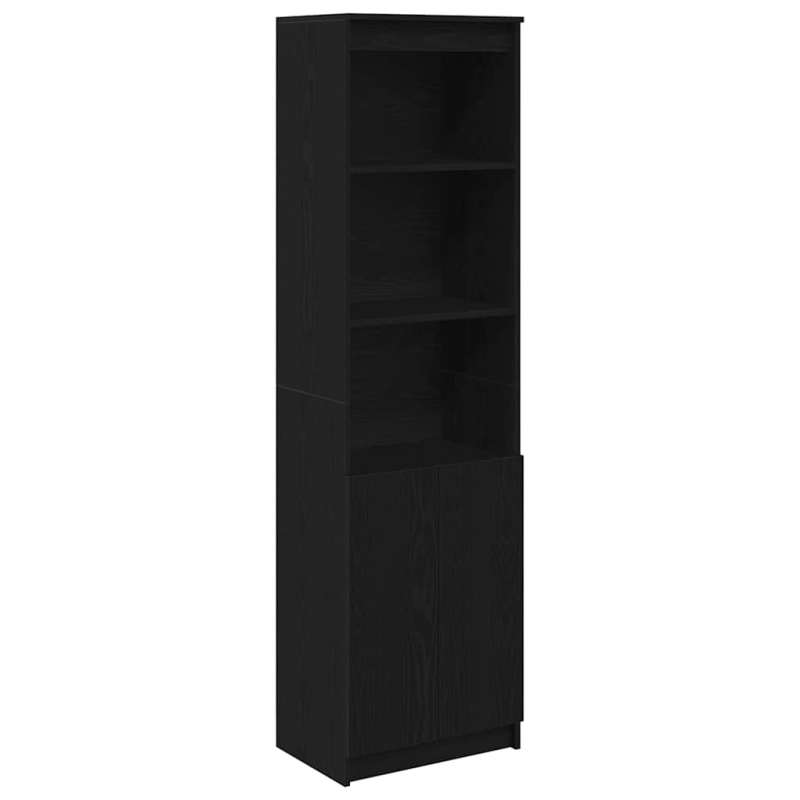 Highboard Schwarz Eichen-Optik 50x35x180 cm Holzwerkstoff