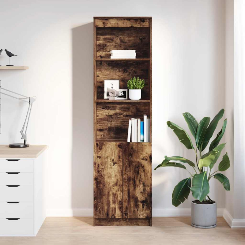 Highboard Räuchereiche 50x35x180 cm Holzwerkstoff