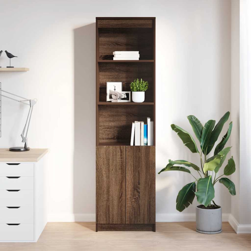 Highboard Braun Eichen-Optik 50x35x180 cm Holzwerkstoff