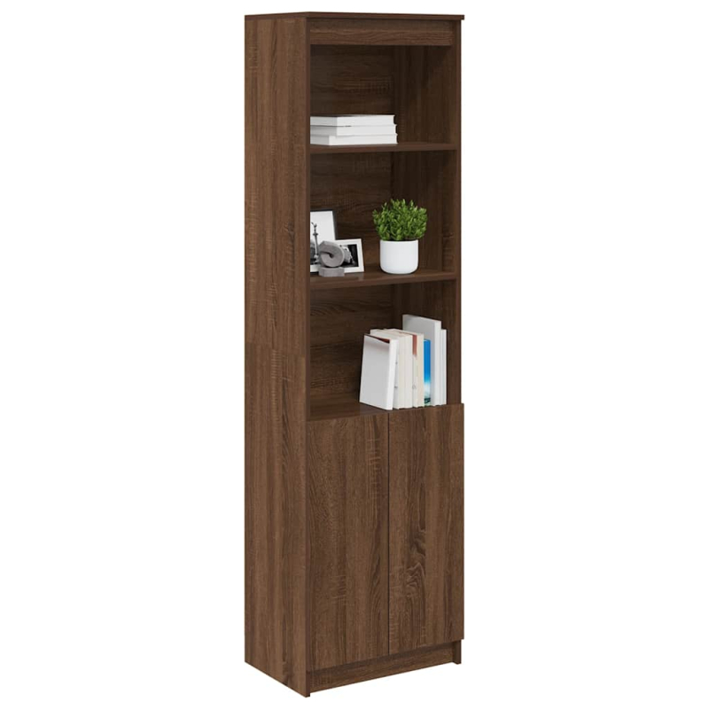 Highboard Braun Eichen-Optik 50x35x180 cm Holzwerkstoff