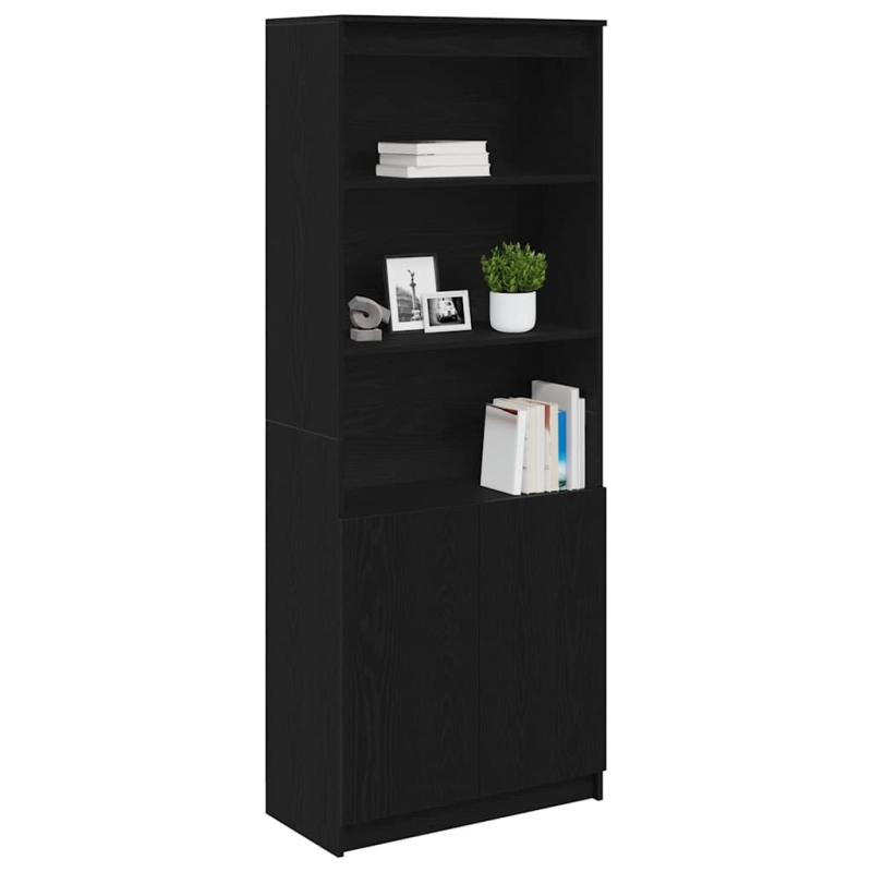 Highboard Schwarz Eichen-Optik 70x35x180 cm Holzwerkstoff