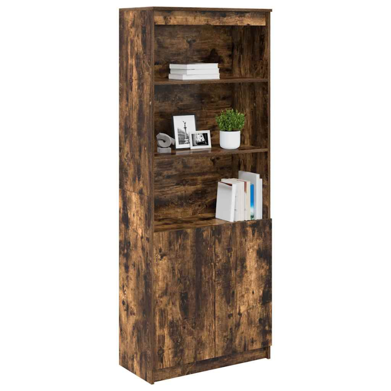 Highboard Räuchereiche 70x35x180 cm Holzwerkstoff