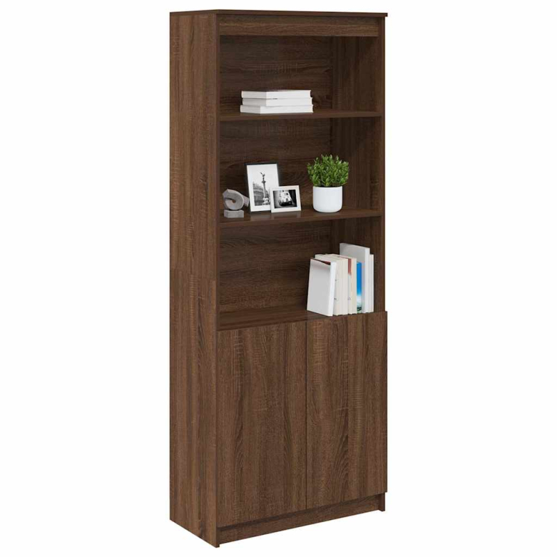 Highboard Braun Eichen-Optik 70x35x180 cm Holzwerkstoff