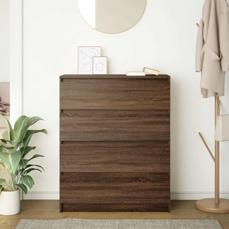 Sideboard Braun Eichen-Optik 80x35x99 cm Holzwerkstoff