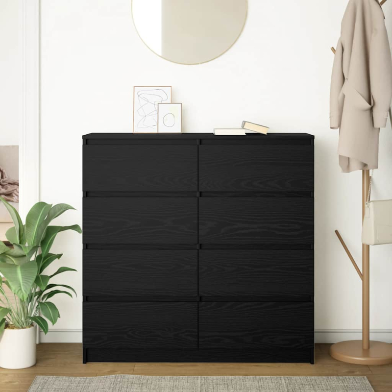 Sideboard Schwarz Eichen-Optik 100x35x99 cm Holzwerkstoff