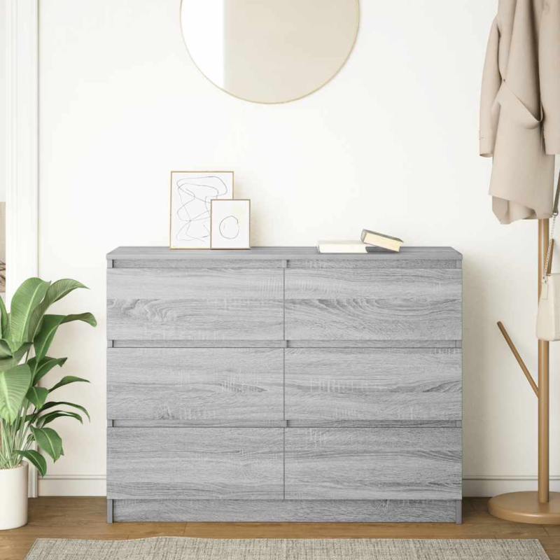 Sideboard Grau Sonoma 100x35x76 cm Holzwerkstoff