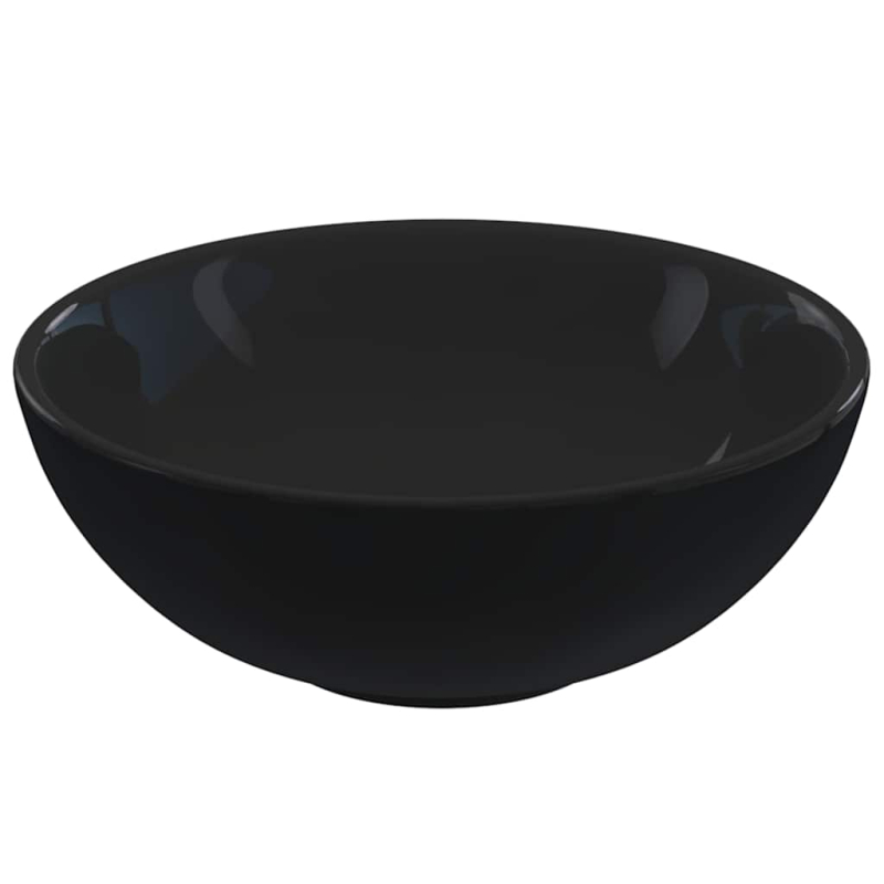 Waschbecken Schwarz Glänzend Ø28x10 cm Keramik