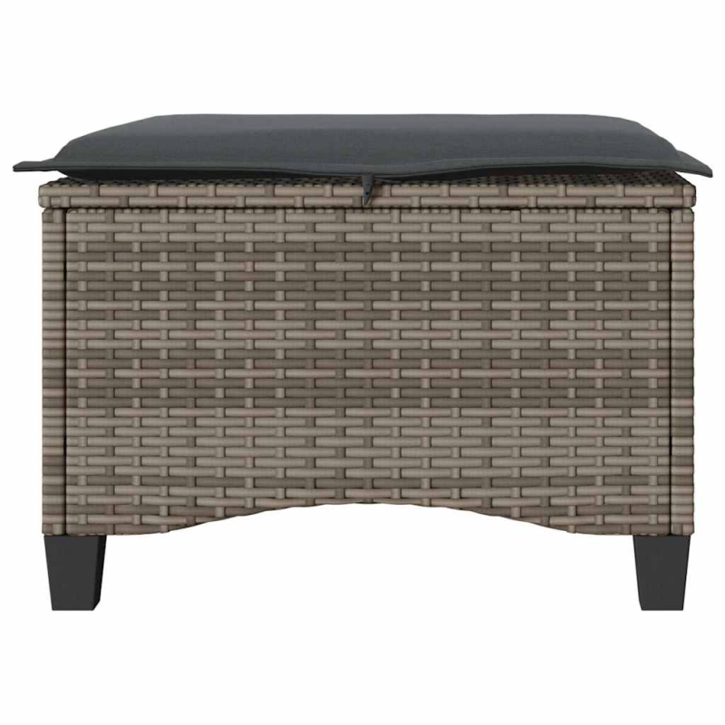 Gartenhocker mit Kissen 2 Stk. Grau 55x55x36 cm Poly Rattan