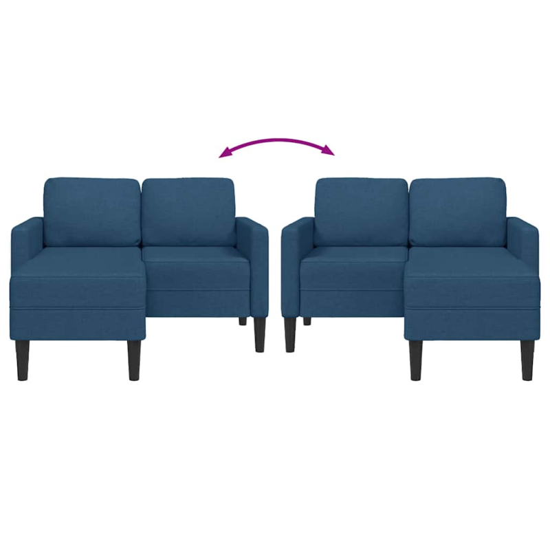 2-Sitzer-Sofa mit Chaiselongue L-Form Blau 125 cm Stoff