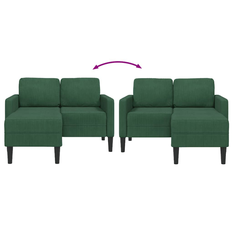 2er-Sofa mit Chaiselongue L-Form Dschungelgrün 125 cm Leinen