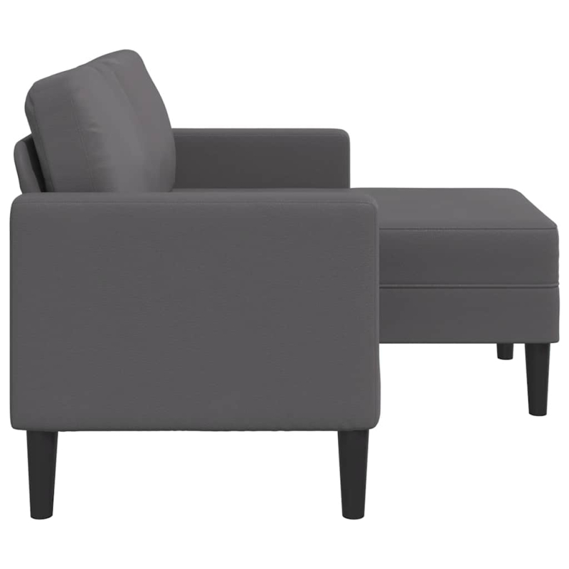 2-Sitzer-Sofa mit Chaiselongue L-Form Grau 125 cm Kunstleder