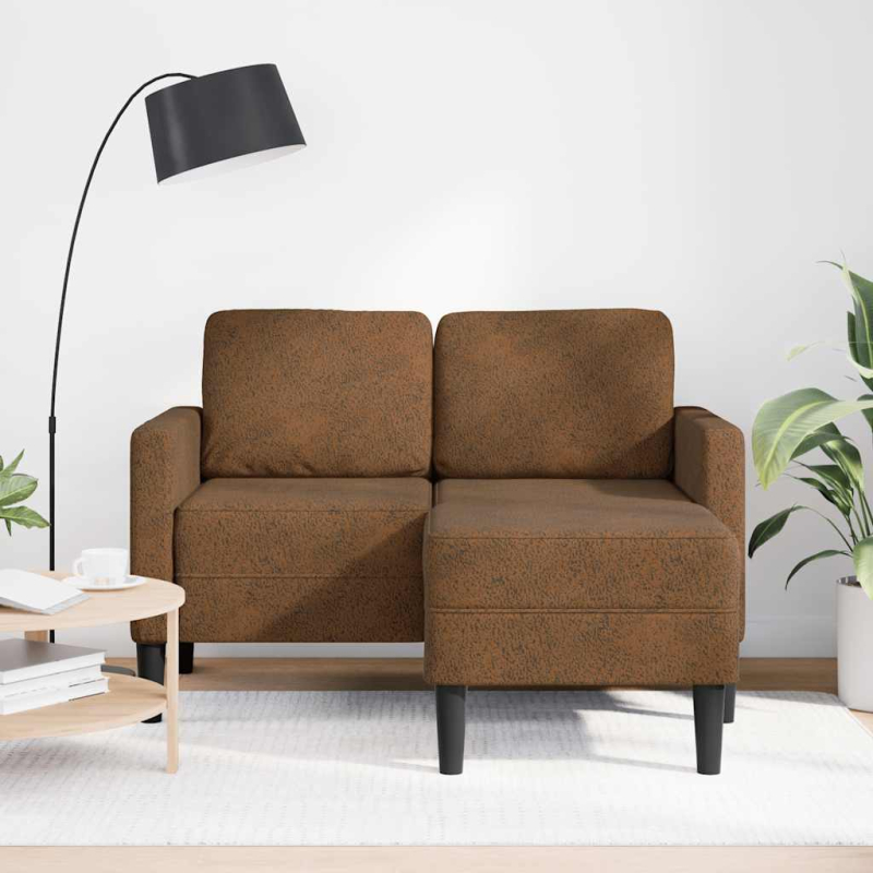 2-Sitzer-Sofa mit Chaiselongue L-Form Braun 125 cm Kunstleder
