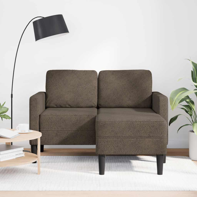 2er-Sofa mit Chaiselongue L-Form Dunkelgrau 125 cm Kunstleder