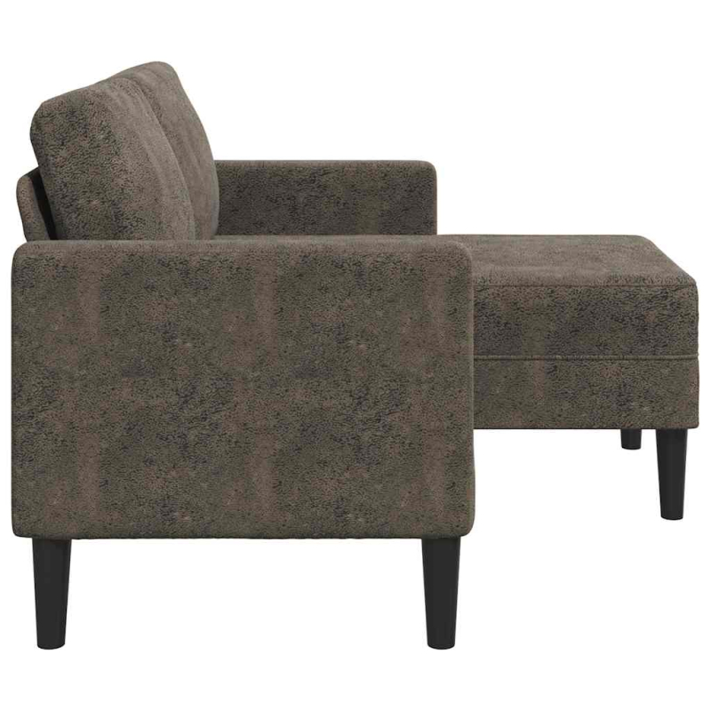 2er-Sofa mit Chaiselongue L-Form Dunkelgrau 125 cm Kunstleder