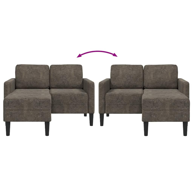 2er-Sofa mit Chaiselongue L-Form Dunkelgrau 125 cm Kunstleder